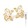 2025 Stainless Steel Pearls Hollow Flower Stud Earrings Gift Gold & Platinum PVD Plated Modern Daily Jewelry Anti Allergic