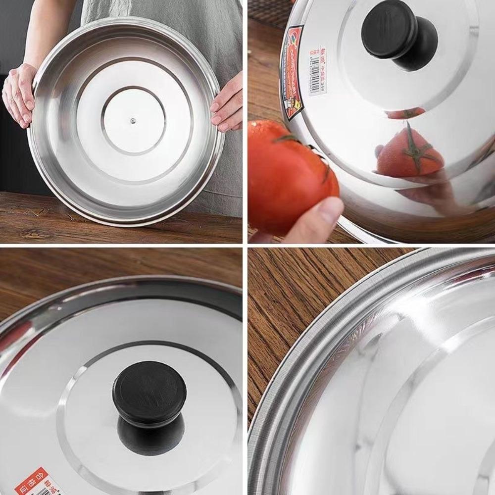 Крышка для кастрюли из нержавеющей стали 28/32/36/40 см с ручкой, Универсальная крышка для кастрюли, вока, Крышки для посуды, Круглые крышки для кастрюль, Крышка