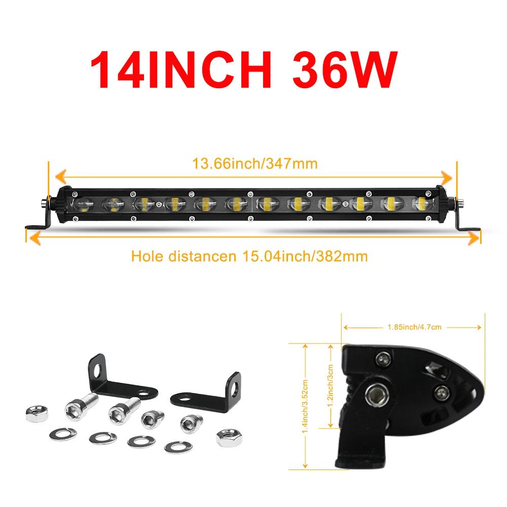 8D 8" 12V 24V Прожектор Светодиодная Балка Внедорожная Тонкая Светодиодная Рабочая Балка для Грузовика Квадроцикла Автомобиля Фара для Вождения Противотуманная Фара Аксессуары 4x4
