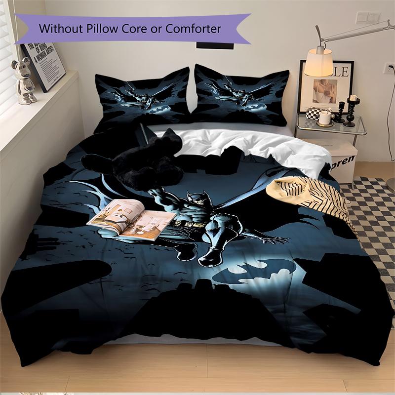 3Pcs Batman Night'S Guardian Bedding Set Soft Fabric Duvet Cover Pillowcases Home Christmas Xmas Halloween Gift 1 Duvet Cover 2 Pillowcase G1178