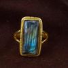 Natural Labradorite Gemstone Ring, Solid 925 Sterling Silver Ring, Handmade Ring, Designer Ring, Boho Ring, Yellow Gold Ring