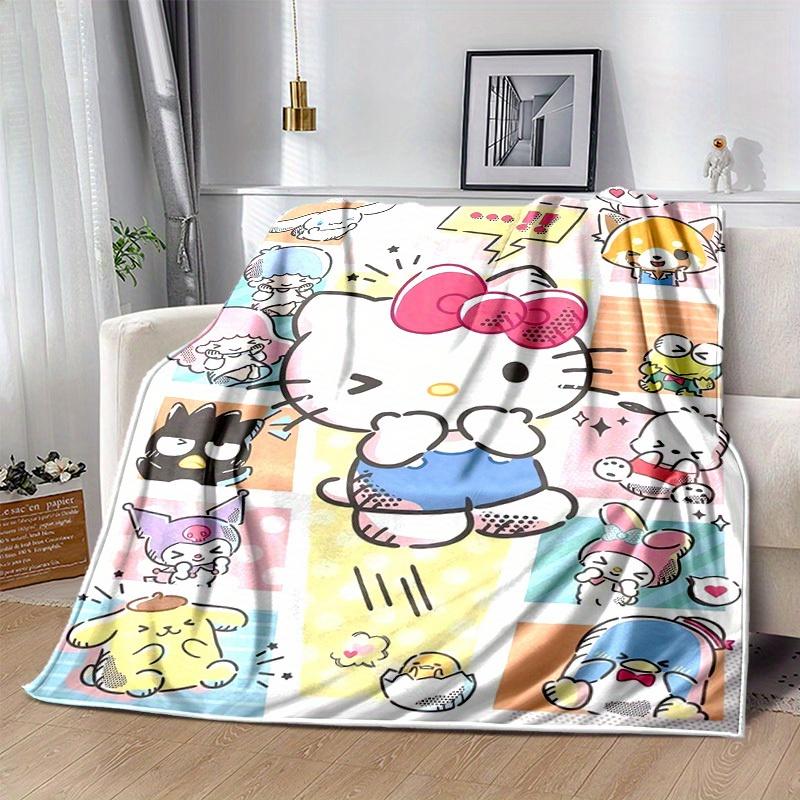 1 шт. Милое домашнее одеяло Sanrio с Хелло Китти и друзьями: Идеальный подарок для спальни, гостиной, в дорогу, для кемпинга, в машину, на пляж, для офисных перерывов, уютный