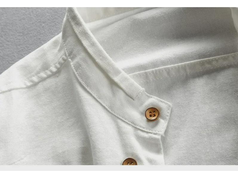 2024 Мужская повседневная льняная рубашка в китайском стиле с воротником-стойкой