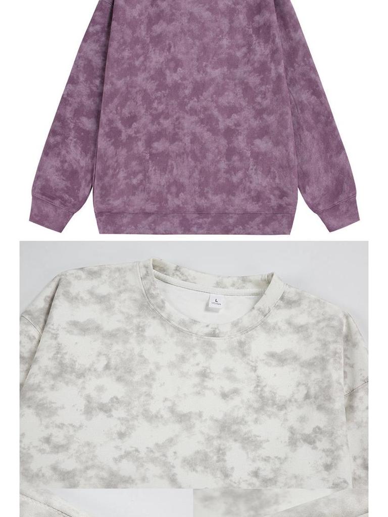 Мужская осенняя повседневная толстовка-куртка с капюшоном, тяжелый вес 360 г, tie-dye, замша, флис, круглый вырез