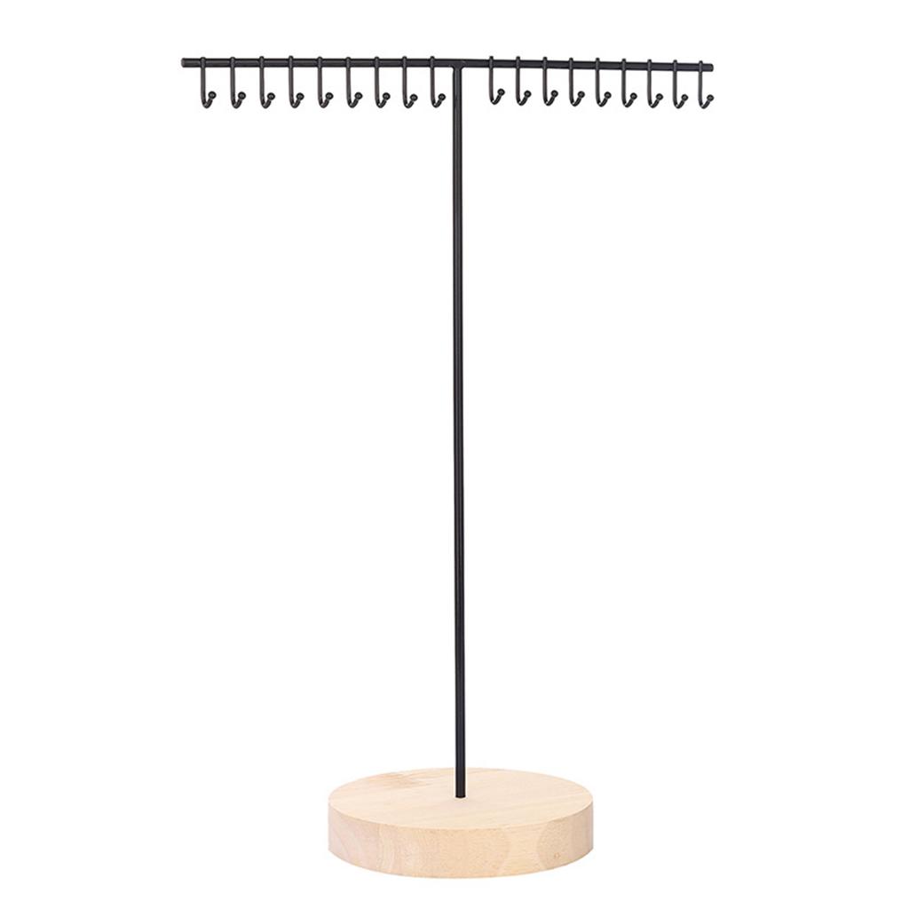 Elegant Iron Necklace Display Holder Effective Iron Necklace Holder with Wood Base Sturdy Jewelry Display Stand Rack