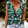 Женские майки, сексуальные летние топы без рукавов с v-образным вырезом, жилет с 3D камуфляжным принтом, крутые легкие топы