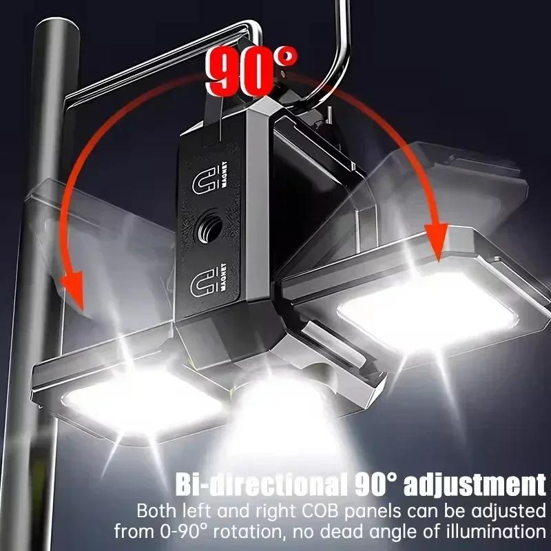 Keychain Pocket Flashlight Light COB Work Light Rechargeable Lamp with 90° Foldable Side Lights Super Bright Portable Lanterns