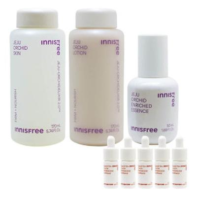 Орхидея, набор из 3 предметов (кожа + лосьон + эссенция) + (бесплатная ампула черного чая 7 мл x 5)
