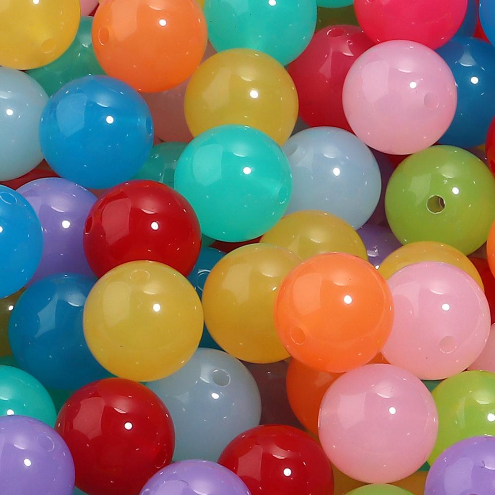 20pcs/lot 16mm Jelly Colored Acrylic Beads Loose Spaced Round Beads For Jewelry Making DIY Charms Bracelet Necklace Accessories