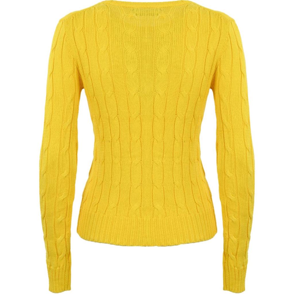Polo Ralph Lauren Solid Logo Вышитый круглый вырез с длинным рукавом Женский свитер Желтый 211910421-022