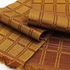 Used Half-width obi Authentic Kihachijo pure silk lattice yellow brown birch brown brown new and used casual No.i6-2308