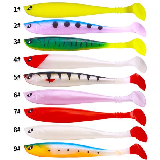 6Pcs Fishing Lure Soft Baits Set Simulation T-Tail Swimbait Professional Bionic Bait Reusable Freshwater Saltwater Artificial Bait Bass Fishing Lures