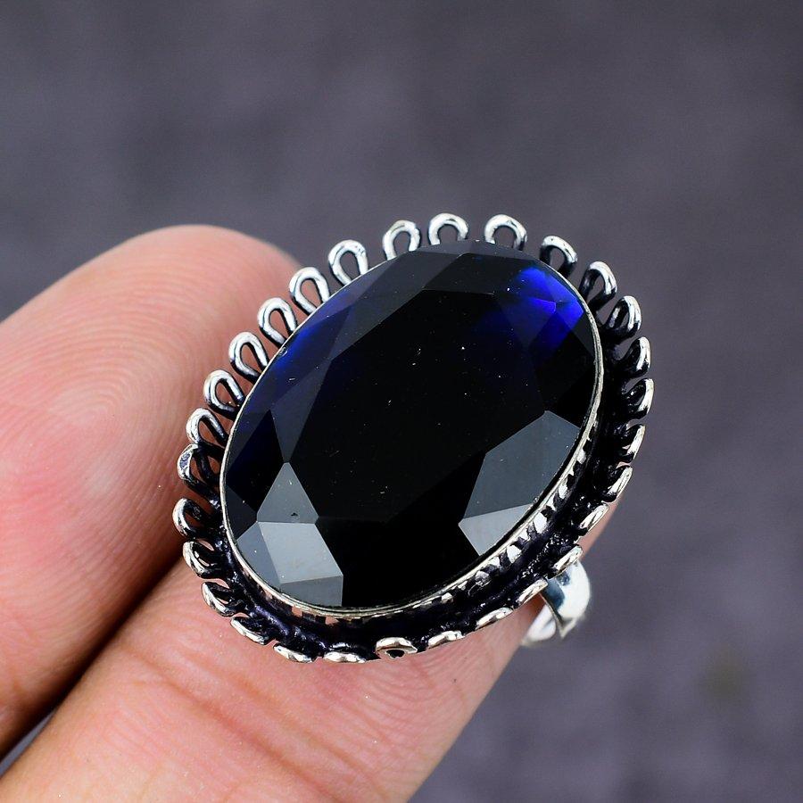 Подарочное кольцо из стерлингового серебра 925 пробы с натуральным лондонским голубым топазом, размер 7,5 U4h64