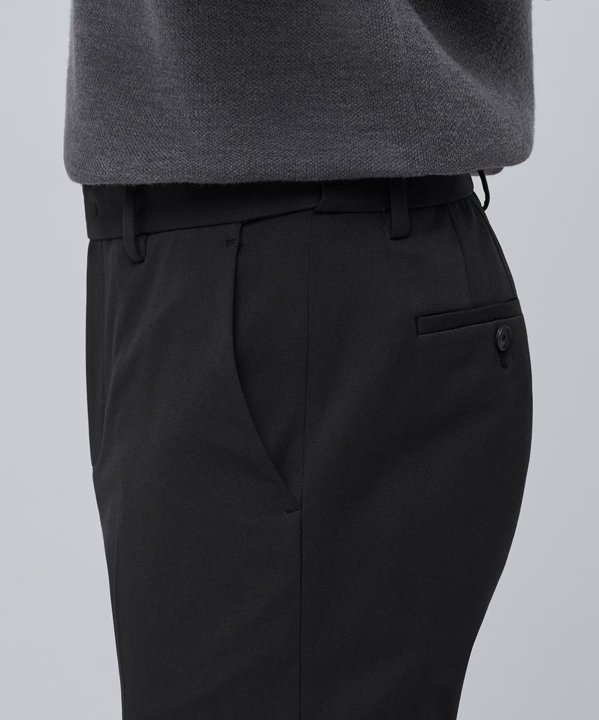 MUSINSA STANDARD Heavyweight Fleece-Lined Tapered Hidden Elastic Waist Length Slacks [Dark Gray]