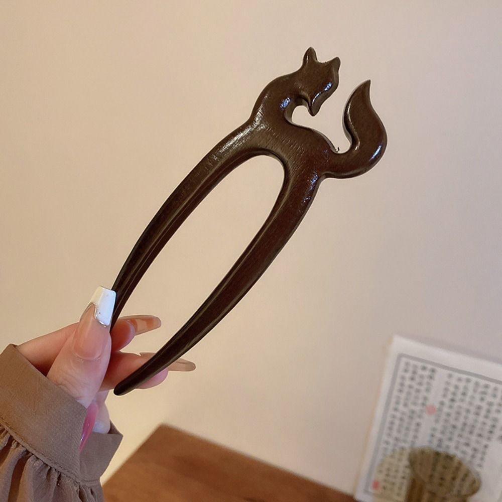 Деревянная палочка для волос из кошачьей шерсти, изысканная шпилька в китайском стиле, аксессуары для волос для девочек