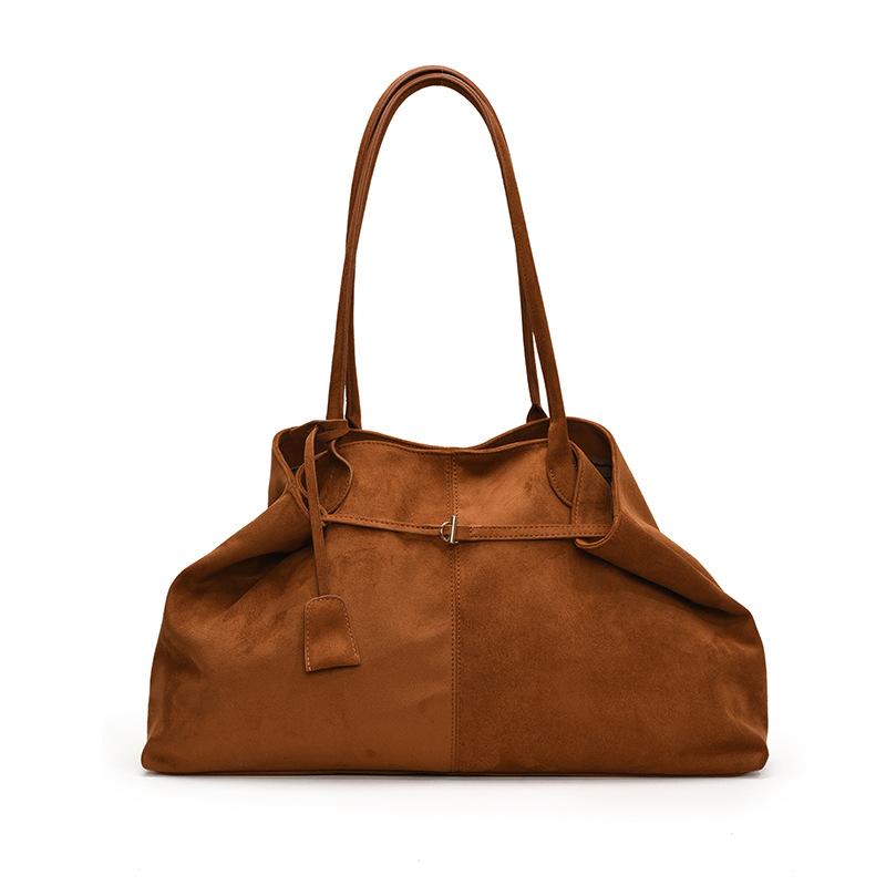 An Autumn and Winter-themed Matte Suede Single-shoulder Handbag, Which Is Casual and Versatile, with a Large Capacity and Designed As a Tote Bag.