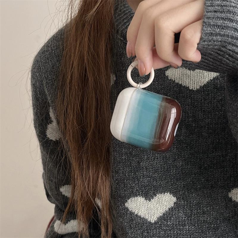 Simple retro gradual change blue latte suitable for AirPods protective case Apple wireless bluetooth 1st generation Pro1 earphone cover
