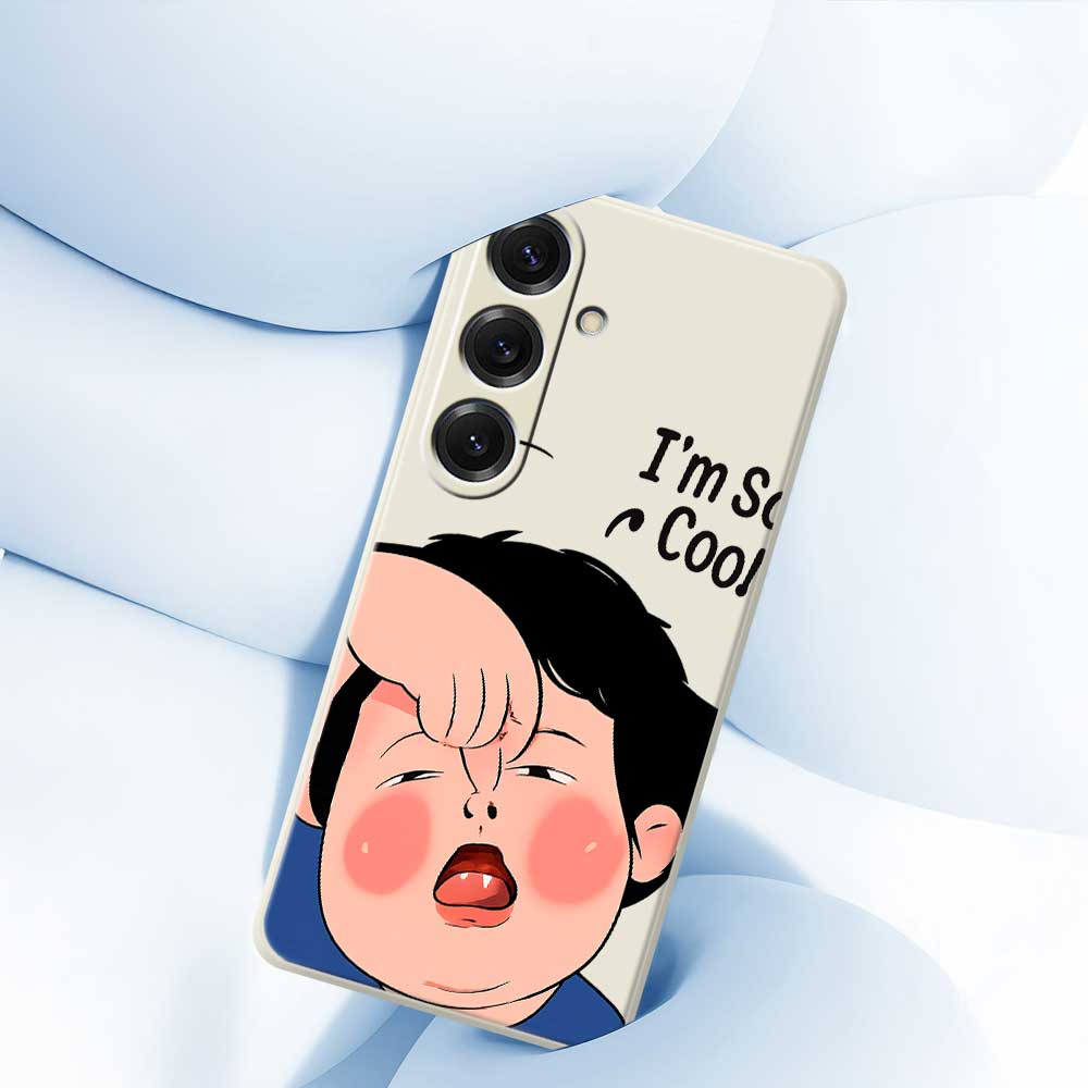 For Samsung Galaxy S25 Case Make Faces Kid Pattern Printing Straight Edge TPU Phone Back Cover