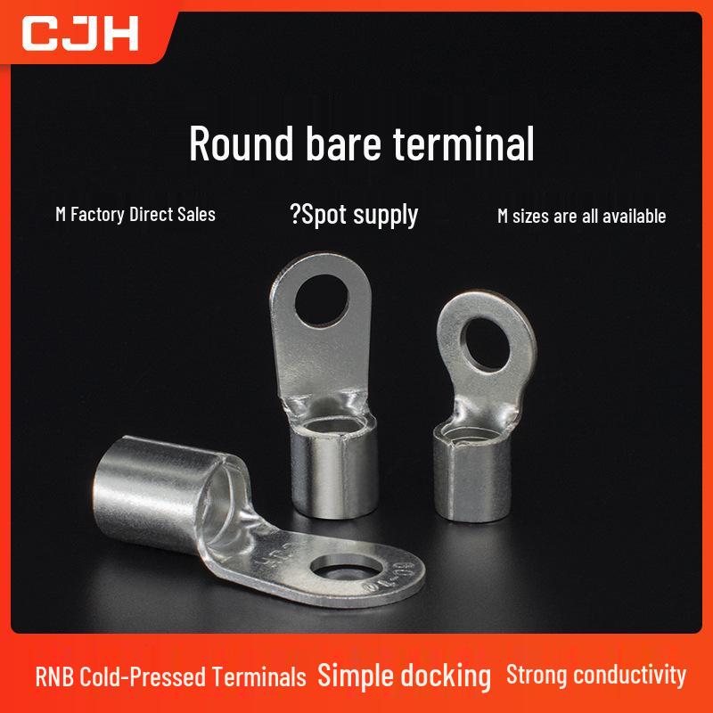 CJH RNB1.25-3 Red Copper Crimp Terminal, 0.7mm Thick, 1000 pcs - Round Bare Lug