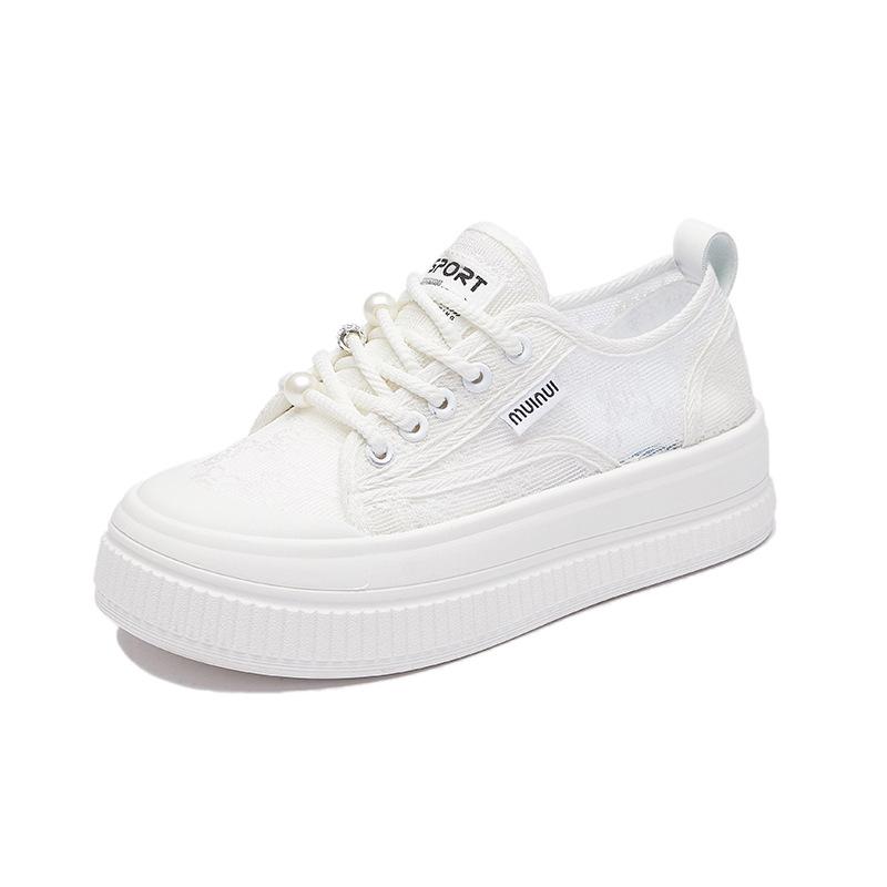 Новые летние белые туфли для студенток с толстой подошвой, усиленной сеткой, дышащие, повседневные, уличные