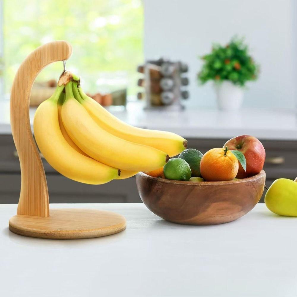 Creative Wooden Banana Rack Space Saving Hanging Kitchen Holder for Fruit,Mugs,Keychains