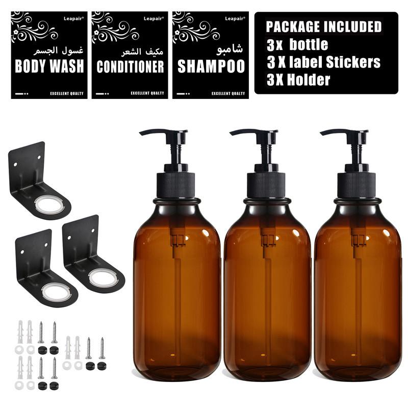 Дозатор для мыла 500 мл, флакон для лосьона, многоразовый флакон с этикетками, настенный держатель для шампуня/кондиционера/геля для душа