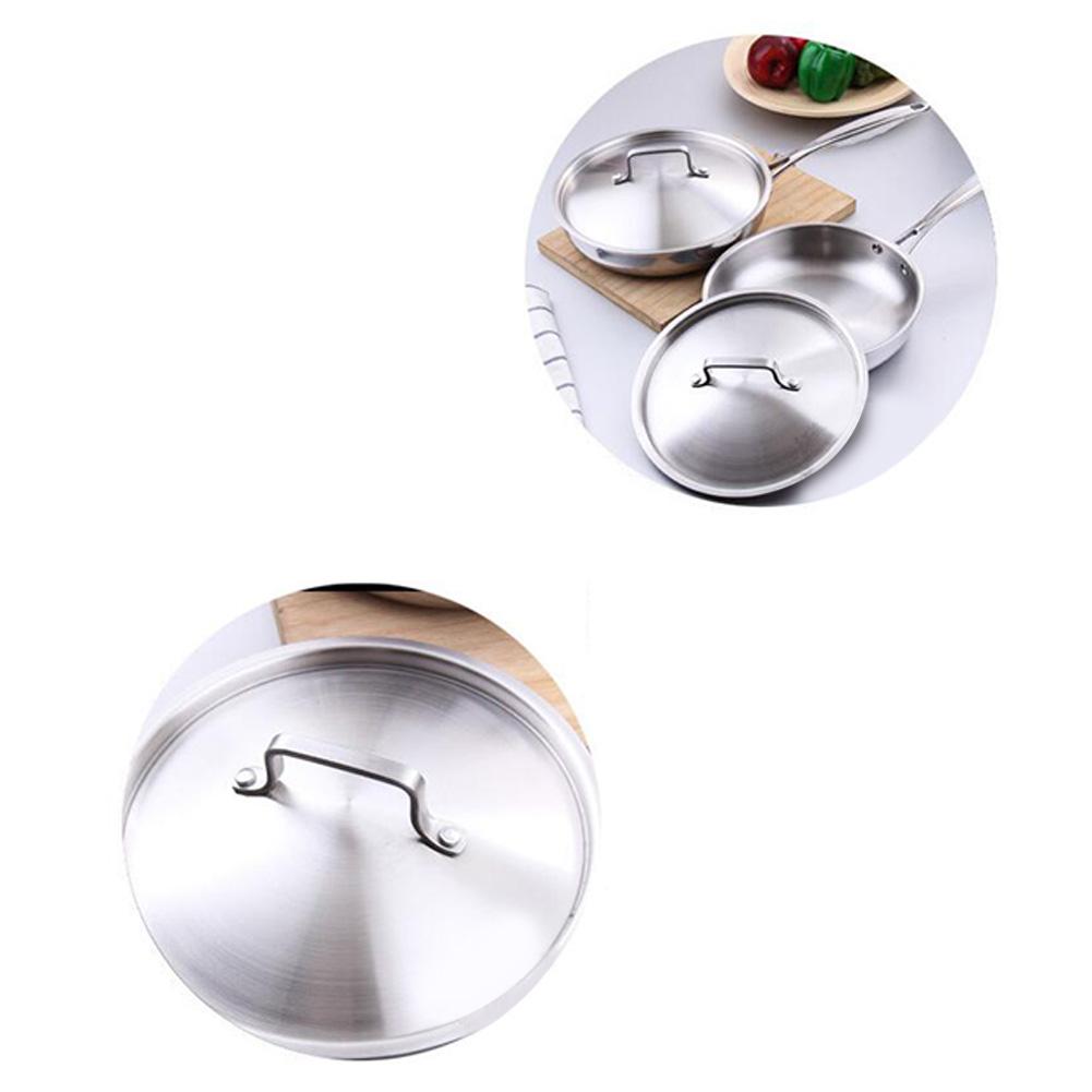 Stainless Steel Frying Pan Uncoated Non-Stick  Pot Kitchen Cookware Saucepan with Long Handle