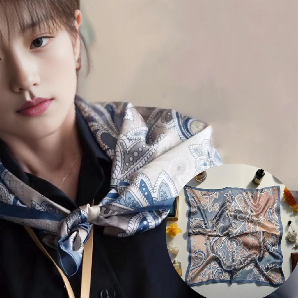 High-end light luxury small square scarf women's Hangzhou satin silk versatile professional wear with shirt scarf neck protection scarf silk scarf