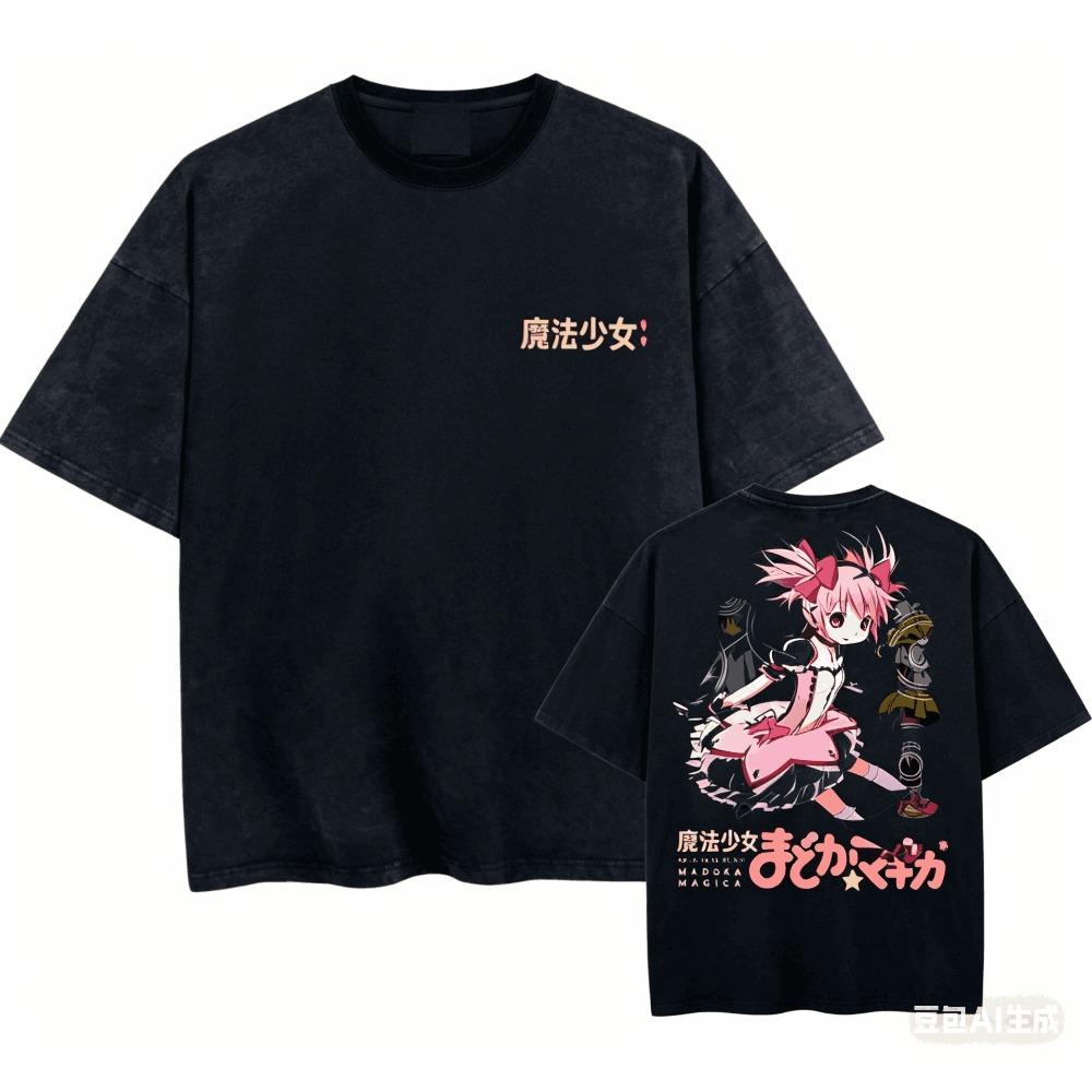 Puella Magi Madoka Magica Хлопковая футболка Одежда на весь год Высокое качество Личность Одежда Большие размеры Унисекс Новая модель Ретро Мода