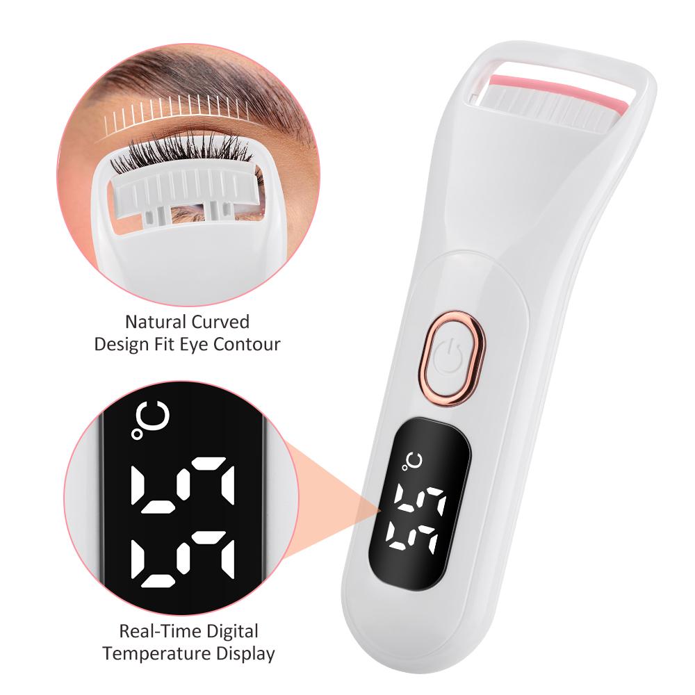 Rechargeable Electric Heated Eyelash Curler Long-Lasting Curl Electric Eye Lash Perm Eyelashes Clip Portable Makeup Tool