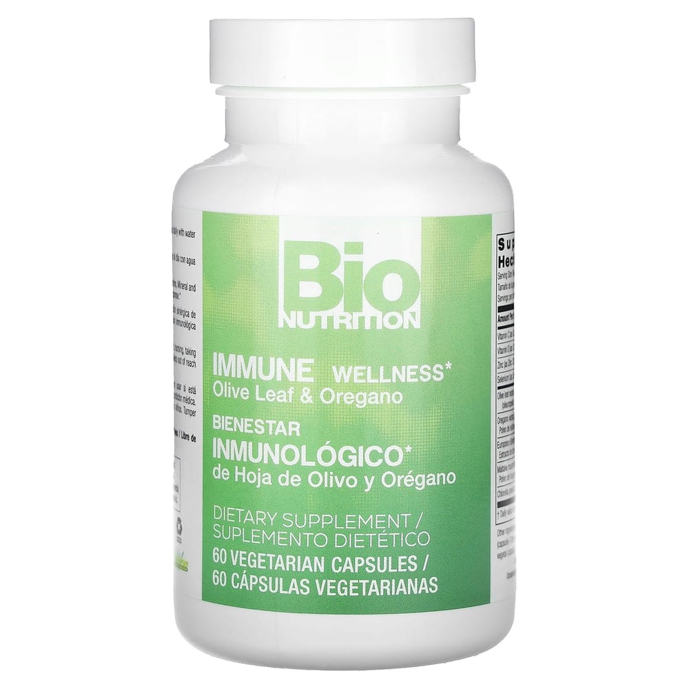 BioNutrition Immune Wellness Olive Leaf & Oregano Veggie Capsules, 60 Count