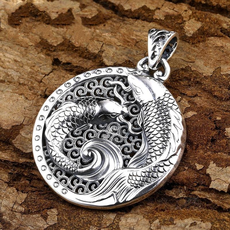 New Arrival Carp Pendant Necklace Women Jewelry Retro Sweater Chain Necklace Double Fish Playing In Water Lady Accessories