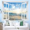 Фон из окна с видом на море, тканевый гобелен для спальни, гостиной, гобелен для украшения дома, стены, гобелен