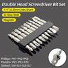 10Pcs Slotted Phillips Pozidriv Double Head Screwdriver Bit Set Flat Cross Head Hand Tools S2 Magnetic Screwdrivers Drill Bits