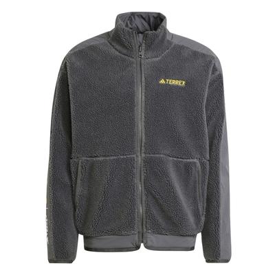 Adidas X Terrex X National Geographic FW24 Куртка National Geographic с воротником-стойкой, свободная повседневная флисовая куртка с длинным рукавом, унисекс, темно-серая JJ4356