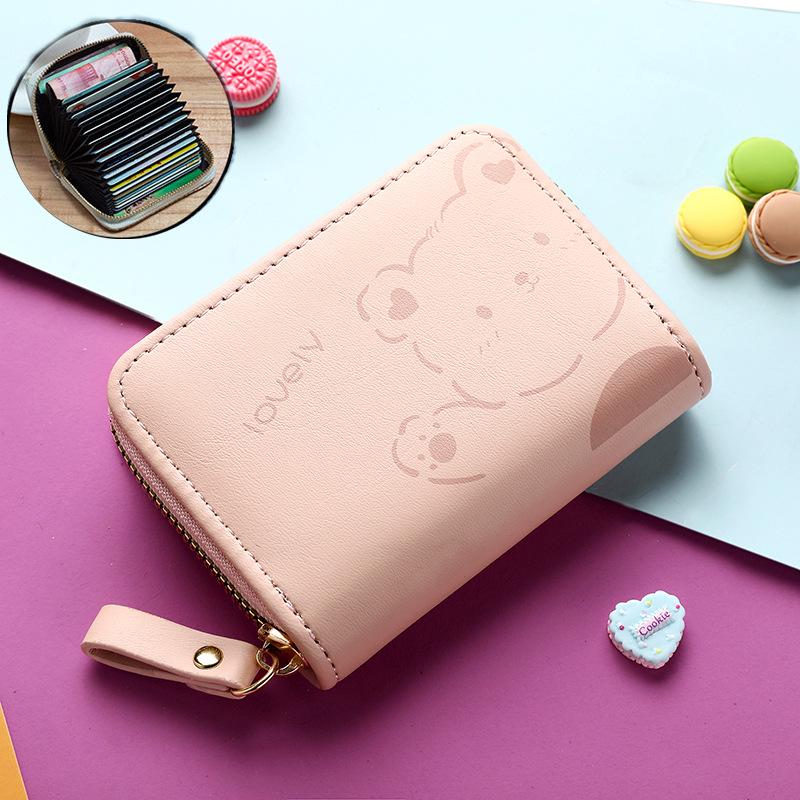 Women's Cute Cartoon Mini Card Holder Wallet - Multi-Slot, Zipper, Japanese/Korean Style, 2025 New
