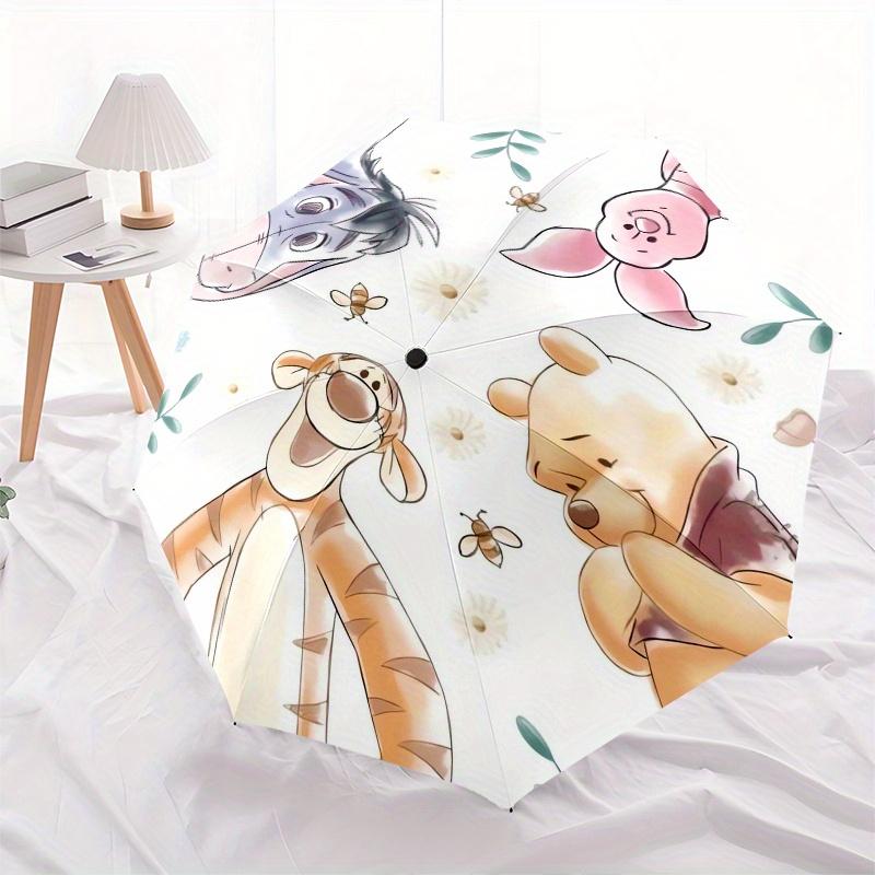 Winnie the Pooh and Friends Themed Automatic opening and closing folding umbrella, 8 rib windproof, compact travel design, suitable for all