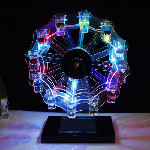 Zongtingzhu Текила Колесо обозрения, Светодиодная полка-дисплей для бутылок с ликером, Винная стойка в виде колеса обозрения, Подставка для ликерных бокалов, Перезаряжаемая, Автоматическая смена цвета,