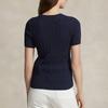 Polo Ralph Lauren SS24 однотонный вышитый логотип с косами, облегающий свитер с коротким рукавом, женский свитер Hunter-Navy WMPOSWENC020882-400