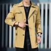 Men's Trench Coat Autumn and Winter Medium and Long Slim-fitting Fleece Thickened Winter Top Jacket