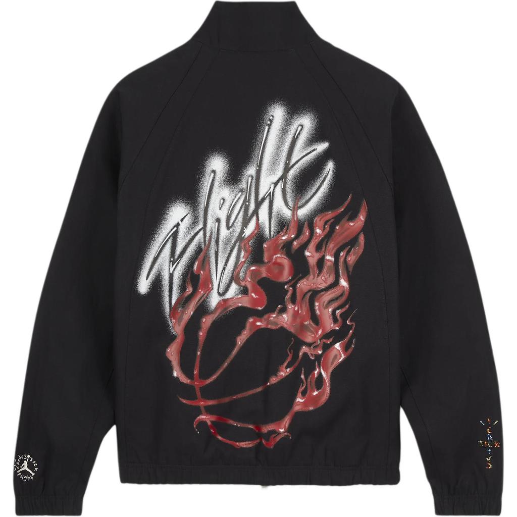 Jordan X Travis Scott Rhinestone Spray Gun с принтом и воротником-стойкой, куртка на молнии, мужские куртки, черные DO4096-010