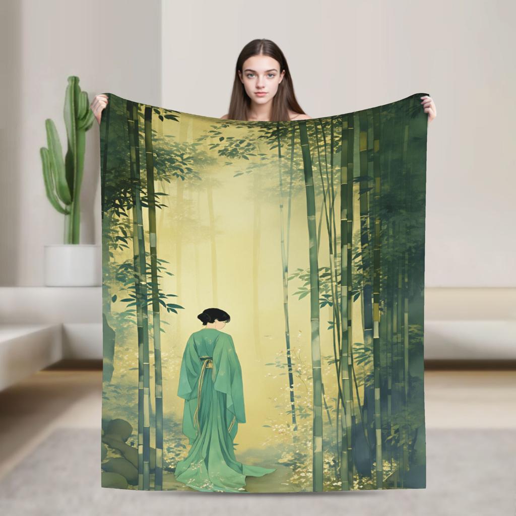 Chinese ink painting Soft Warm Blanket  Child Plush Throw Blanket Street Trend Couch Bed Flannel Bedspread Sofa Bed Cover