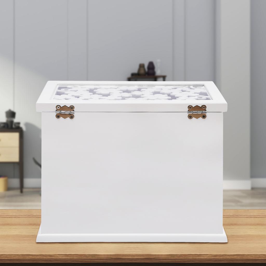 Деревянная шкатулка для украшений с 6 ярусами, белый органайзер для украшений для женщин, для ожерелий, серег, колец, заколки для волос