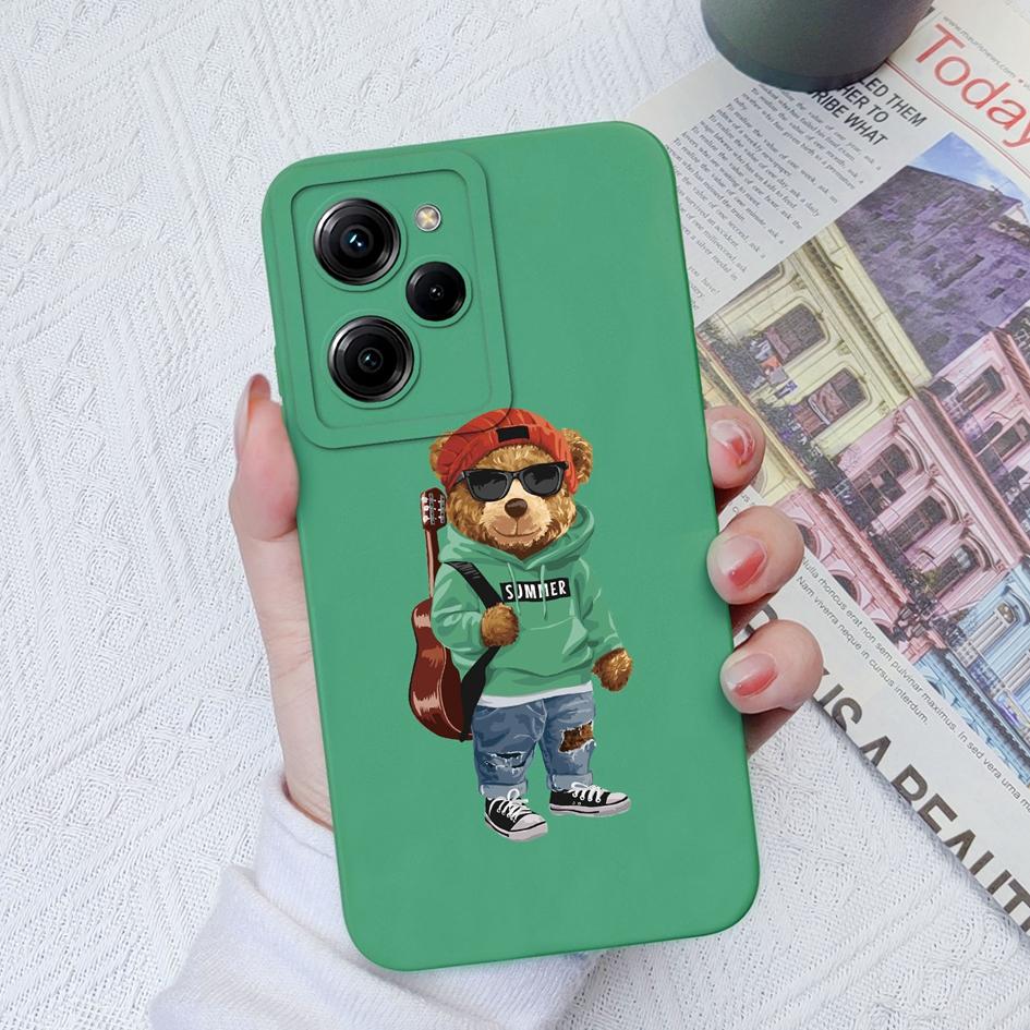 Чехол для телефона Xiaomi Poco M4 Pro X3 X4 X5 Pro C40 C50 C55 M3 с милым медведем, мягкий жидкий силикон, противоударный матовый чехол для бампера Xiaomi Poco
