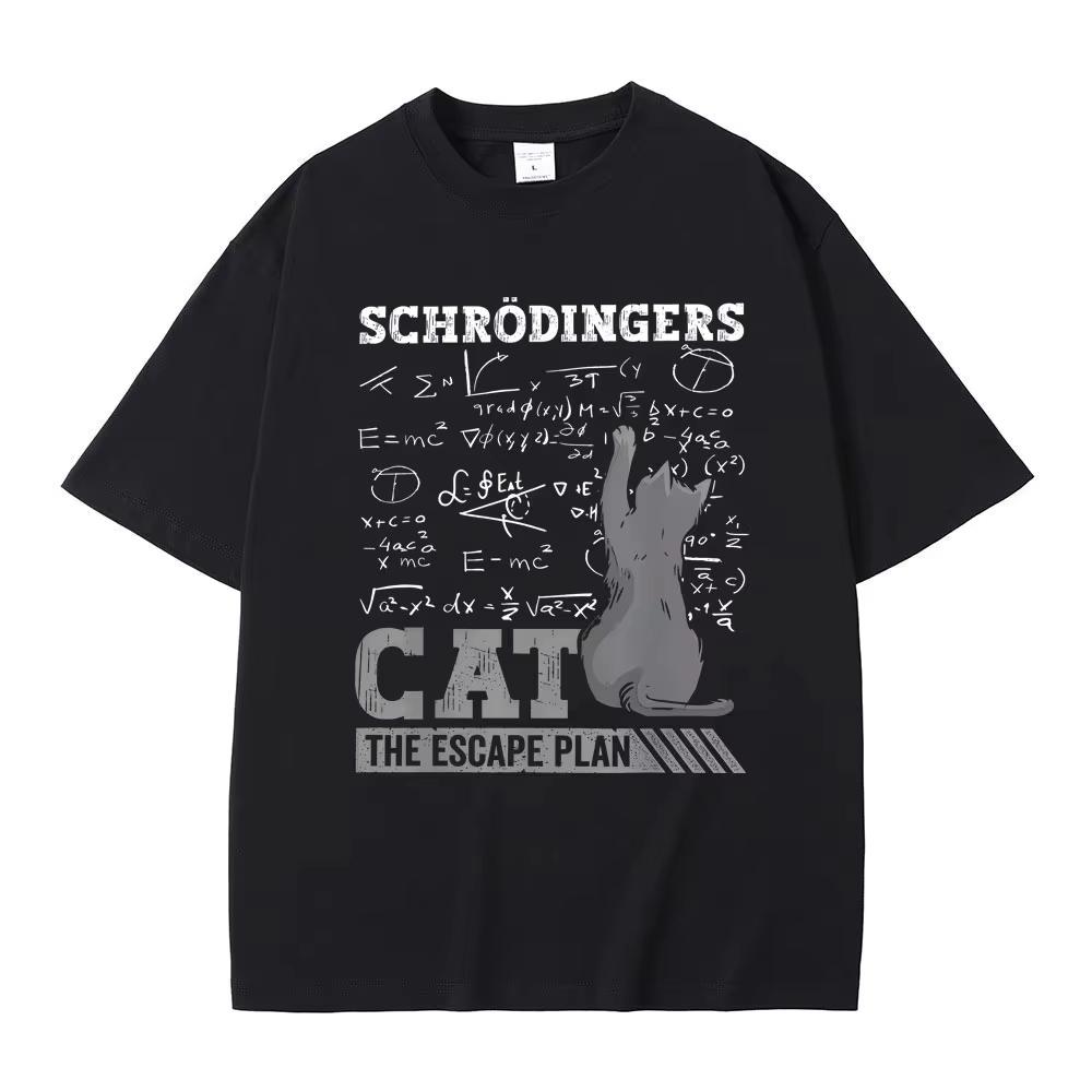 Schrodinger Cat The Escape Plan Funny Meme Graphic T Shirts Men Women Casual Tshirt Male Cotton Vintage New Tshirts