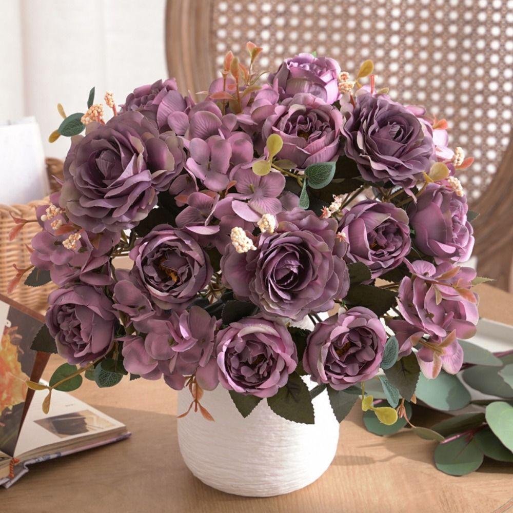 Accessories Simulation Peony Flower Silk Petals Faux Flower Fake Floral Bouquet Home Decoration