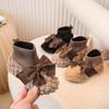 Girls Outdoor Cotton Boots Warm Fluffy Kids' Winter Shoes Fashion Causal Children's Socks Shoes Toddlers Versatile Chic Bowknot