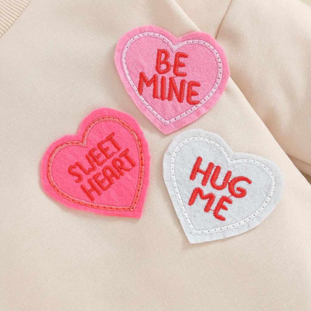 Толстовки для маленьких девочек, комбинезоны, одежда на День Святого Валентина, 3 мес, 6 мес, 12 мес, 18 мес, боди с круглым вырезом и длинными рукавами для маленьких девочек