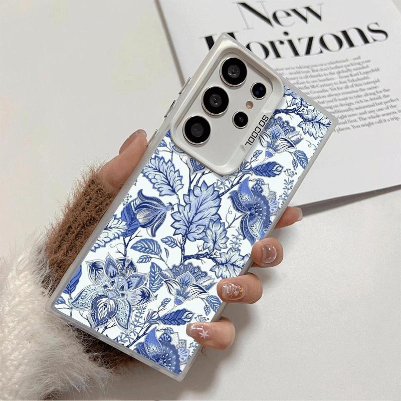 Ударопрочный чехол для телефона с узором из сине-белого фарфора для Samsung Galaxy S26 Edge S25 Ultra S24 FE S23 Plus S21 Защита от падения