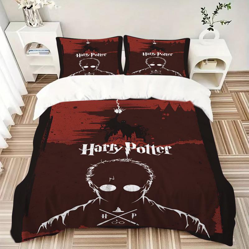 3pcs bedding set Harry Potter Includes 1 Comforter + 2 Pillowcases, Without Pillow Inserts, Soft Comfortable, Lightweight Breathable, Printe